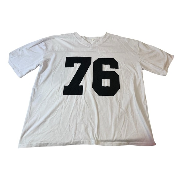 vintage white 76 oversized jersey top 80s sporty preppy minimalist basic grunge - Picture 1 of 6